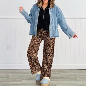 🆕🌿🤎LOVE POEM: Leopard Drawstring Pocket Pants MEDIUM